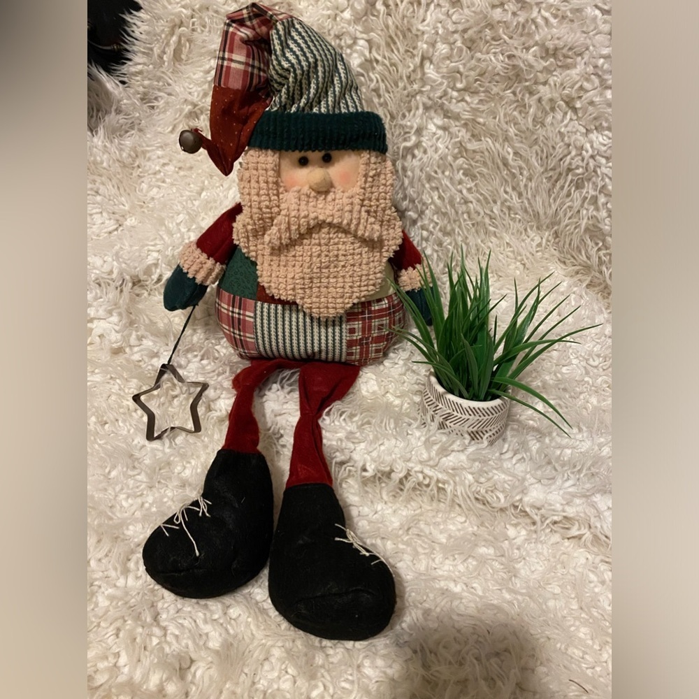 $15 sale Vintage  26” Santa shelf sitter decoration patchwork Christmas